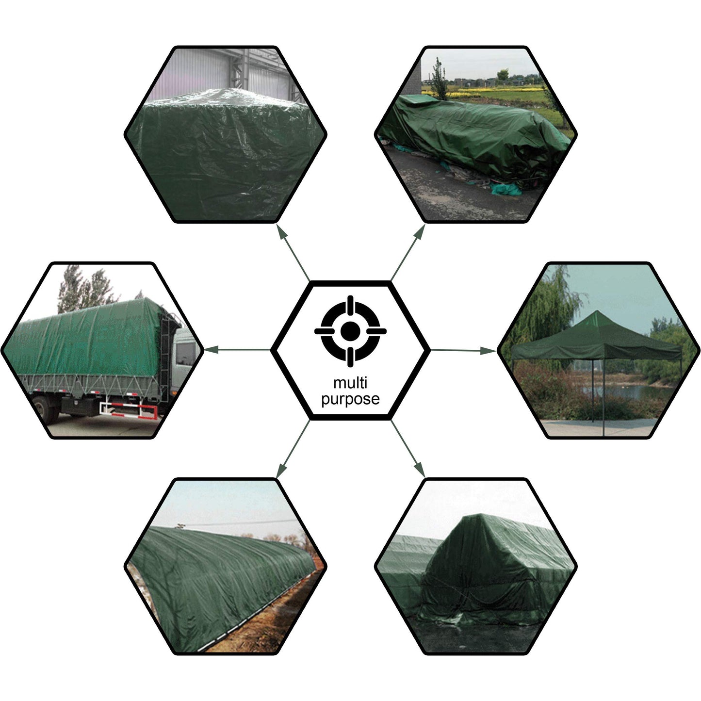 CARTMAN 8x10Ft Multipurpose Waterproof Poly Tarp Cover 8 Mil, Green