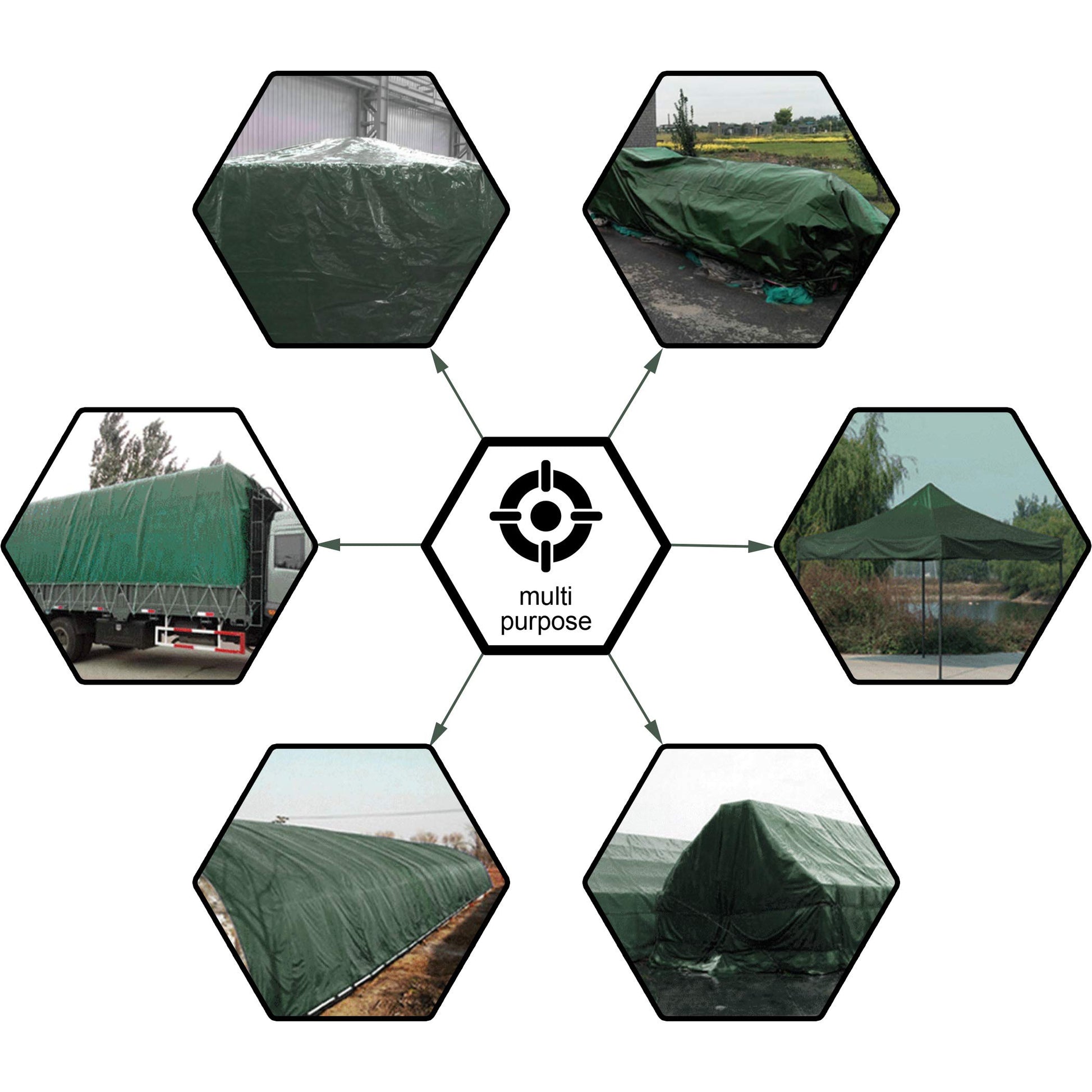 CARTMAN 8x10Ft Multipurpose Waterproof Poly Tarp Cover 8 Mil, Green