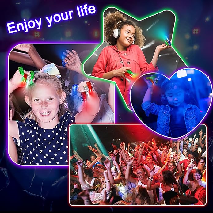 100 Pack LED Finger Lights, Flashing Light Up Rings Bulk Party Favors | Glow in The Dark Party Supplies for Kids and Adults
