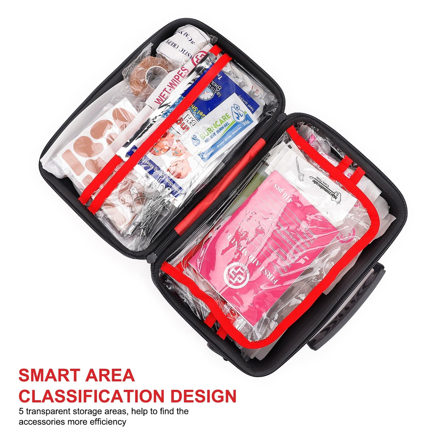 Gevoke 410 Piece Waterproof Hard Shell First Aid Kit, Red