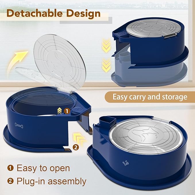 Stainless Steel Dog Bowl Set with Lids, 304 Metal Dual Food & Water Bowls for Dogs & Cats, Large Capacity Pet Feeder with Cover Keeps Food Fresh, Anti-Skid Dog Dish for Small/Medium/Large Pets