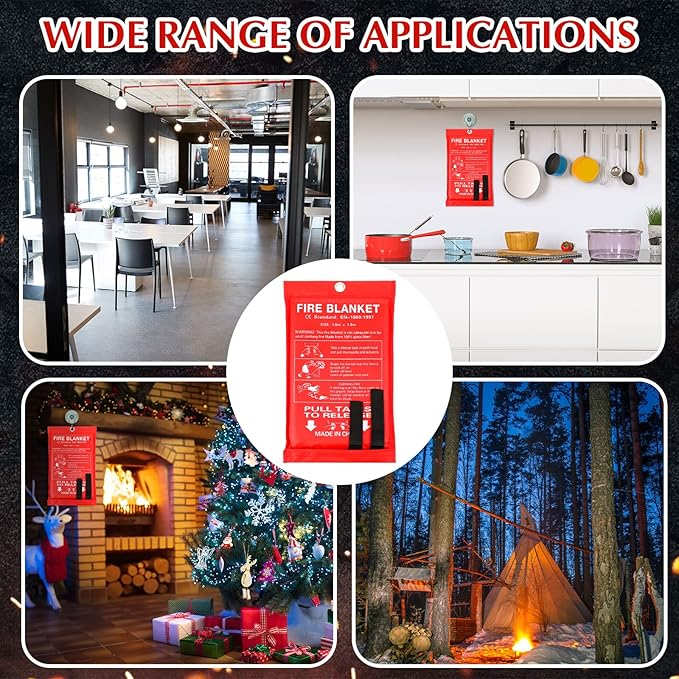 Macarrie 20 Pack 39??x 39??Fire Blanket Emergency for Home and Kitchen Safety Suppression Blanket Fiberglass Fireproof Survival for Fireplace Car Office Camping (Red)