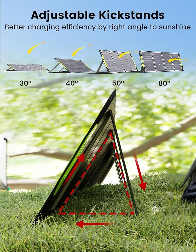 800W Portable Solar Panel, 2pcs 400W Portable Solar Panels 39V, 23% Efficiency Foldable IP67 Waterproof Adjustable Kickstands, Off-Grid Power Smart Sunlight Alignment via Suncast, for Camping, RV