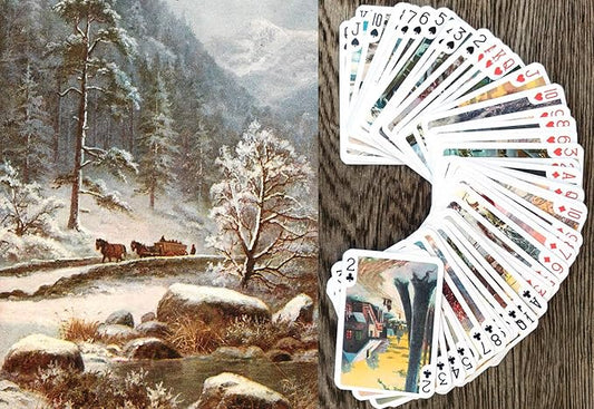 Winter Forest Playing Cards (Poker Deck 55 Cards All Different) Christmas Winter Forest Rural Pastoral Landscapes Vintage Photo Postcards