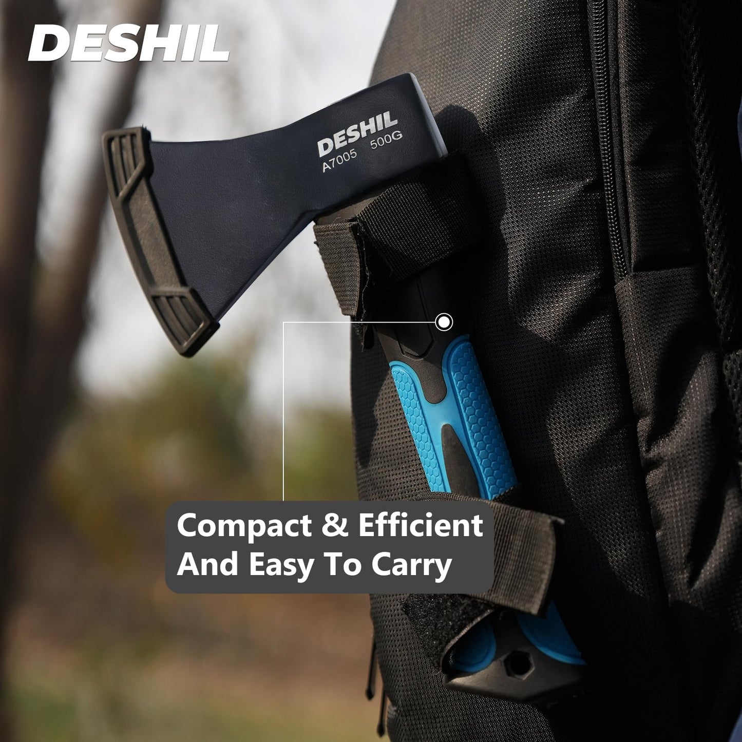 DESHIL 10 inch Outdoor Hatchet Axe Mini Camping Axe with Sheath-Blue