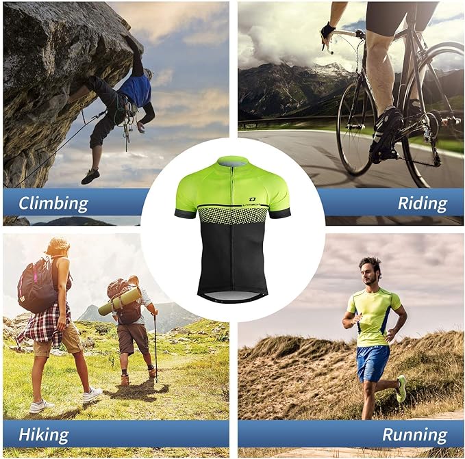 LAMEDA Men's Cycling Jersey Breathable Lightweight Bike Jersey Short Sleeve Quick Dry Moisture Wicking Biking Shirts