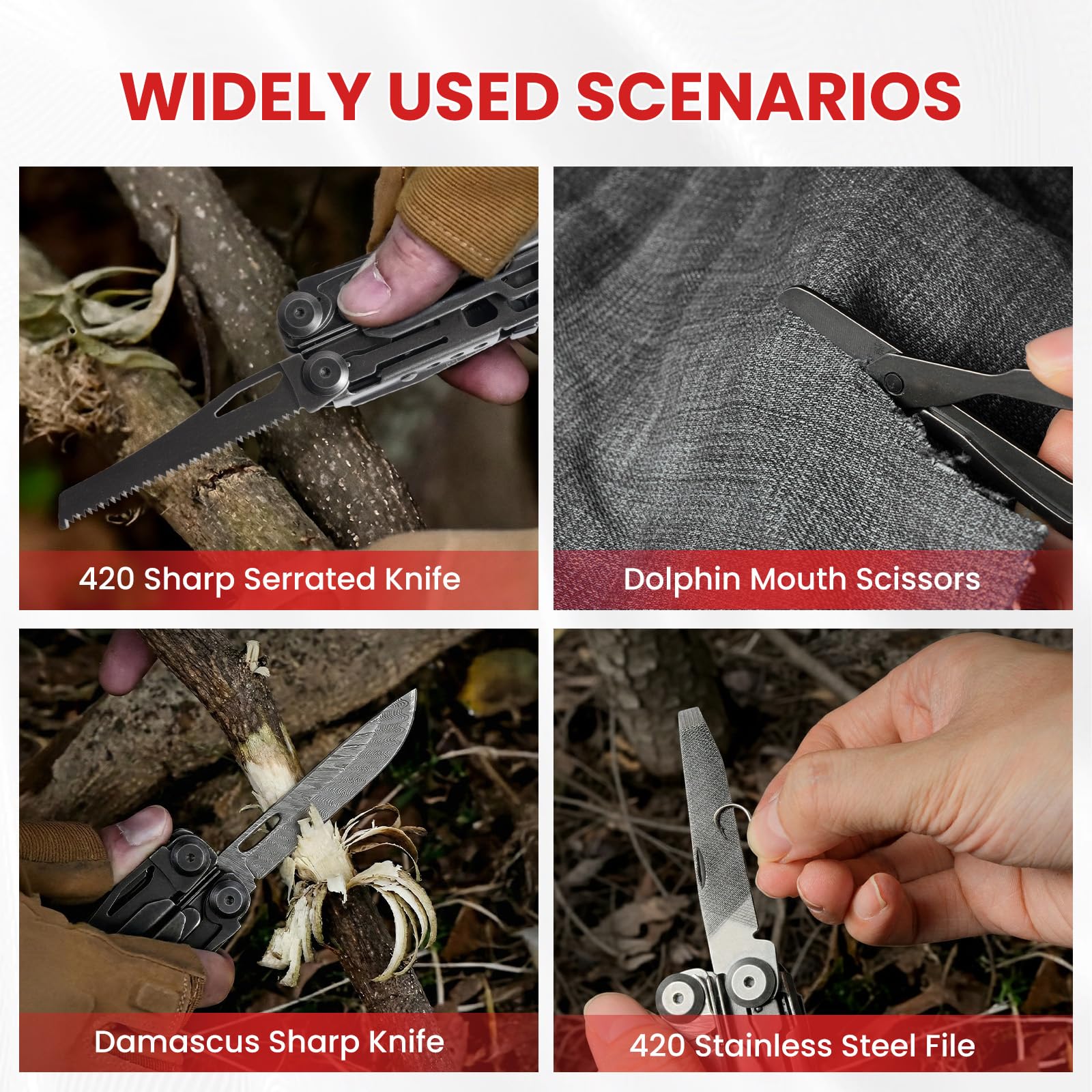 WOBANK 33-in-1 Multitool Pliers, Full-size, EDC Knife, Stainless Steel