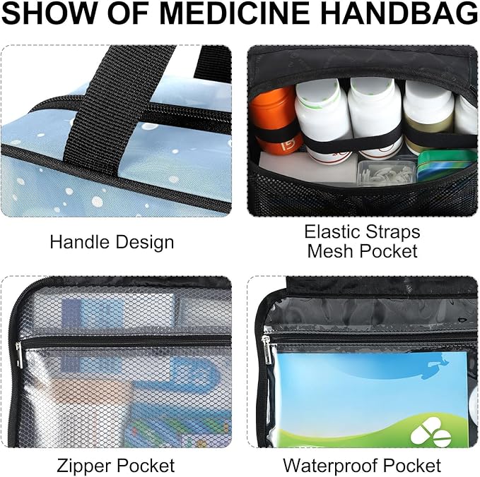 Fustylead Cute Hand Draw Winter Penguins Large Medical Storage Bag with Zipper Empty First Aid Bag Trauma Kit for Traveling Hiking Camping Backpacking