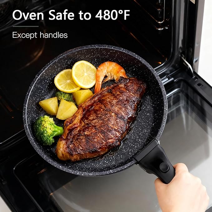 GiPP Ceramic Pots and Pans Set Non Stick, 11 Piece Nonstick Detachable Handle Cookware Sets, Non Toxic Induction Kitchen Pot and Pan with Removable Handle, Healthy RV Cookware, Dishwasher ＆Oven Safe