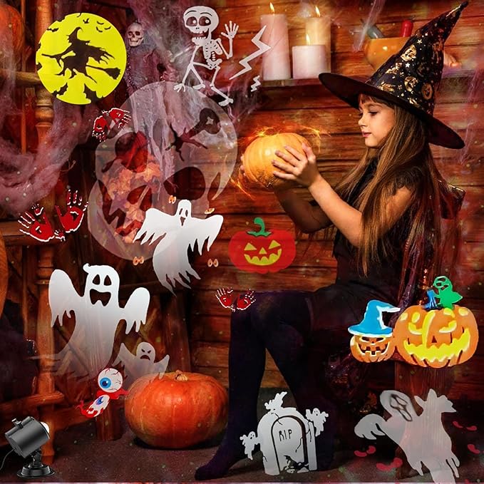 2025 Upgraded Brighter Halloween Decorations Projector Lights for Home, FLITI 19 HD Slide Christmas Projector (Ocean Wave & Patterns), 11 Holiday Theme Projector with Remote for Christmas House Decor