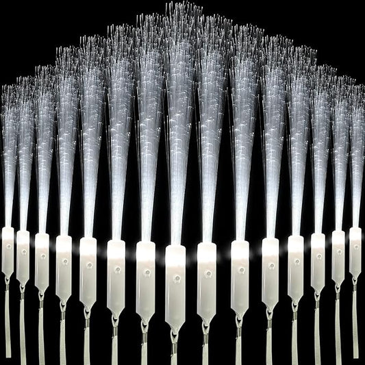 M.best 15pcs Glow Sticks LED Light up Wedding Wands, 3 Flashing Modes Glow in The Dark White Fiber Optic Wands Party Favors Supplies for Kids Birthday Wedding