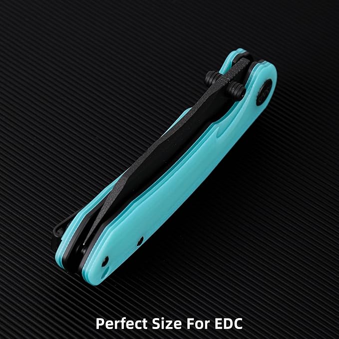 Folding Pocket Knife, 3.35" 14C28N Blade G10 Handle EDC Knife with Liner Lock, Small Pocket Knife with Clip for Men, Sharp Camping Hiking Hunting Survival Knives (Blue)