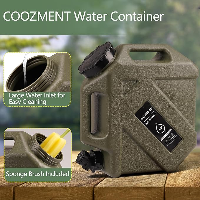 3.2 Gallon/5 Gallon Water Containers with Spigot, BPA Free Water Jug, Military Green Water Tank, Multifunction Water Storage Containers for Camping Outdoor Hiking,Emergency Stroage