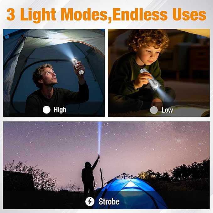 EverBrite Mini LED Flashlight, Zoomable High Lumens 350LM, 3 Modes, 3AAA Batteries Included, Compact Handheld Flash Light for Camping, Emergency, Home ??Grey