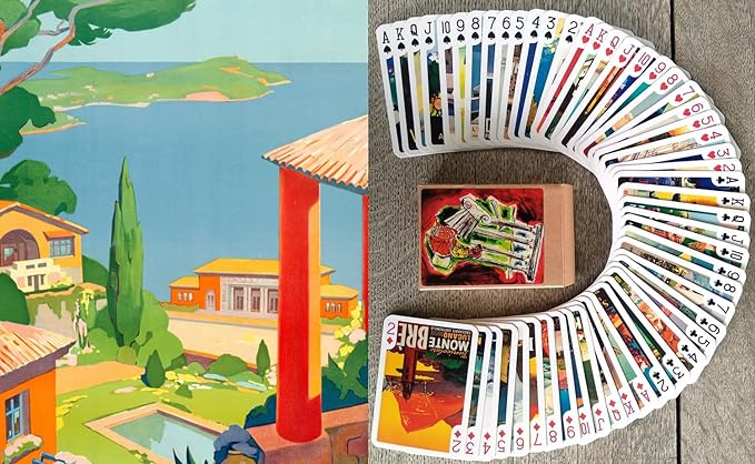 Europe Travel Playing Cards (Poker Deck 54 Cards All Different) Vintage European Travel Posters Retro Adverts