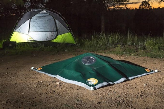 Campfire Defender Outdoor Fire Pit Cover, 68" x 60" - Camping Firepit Cover Square with Adjustable Vent, Weatherproof Emergency Blankets, Heavy Duty Military Grade Camper Blanket with Glow in the Dark