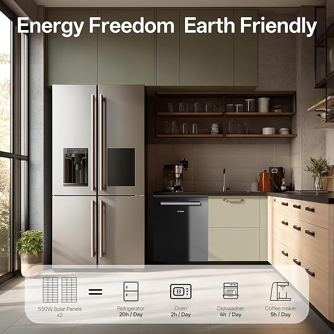 JJN 550 Watt Bifacial Solar Panels 2PCS,12/24/48 Volt Solar Panel,Monocrystalline 1100 Watt for Homes Rooftop Farm RV and Off-Grid Applications