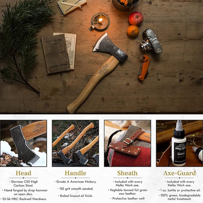 1844 Helko Werk Germany Axe Collection - 5 Traditional Axes Set- Bavarian Woodworker, Hessen Woodworker, Black Forest Woodworker, Rheinland Pack Axe, Rheinland Hatchet