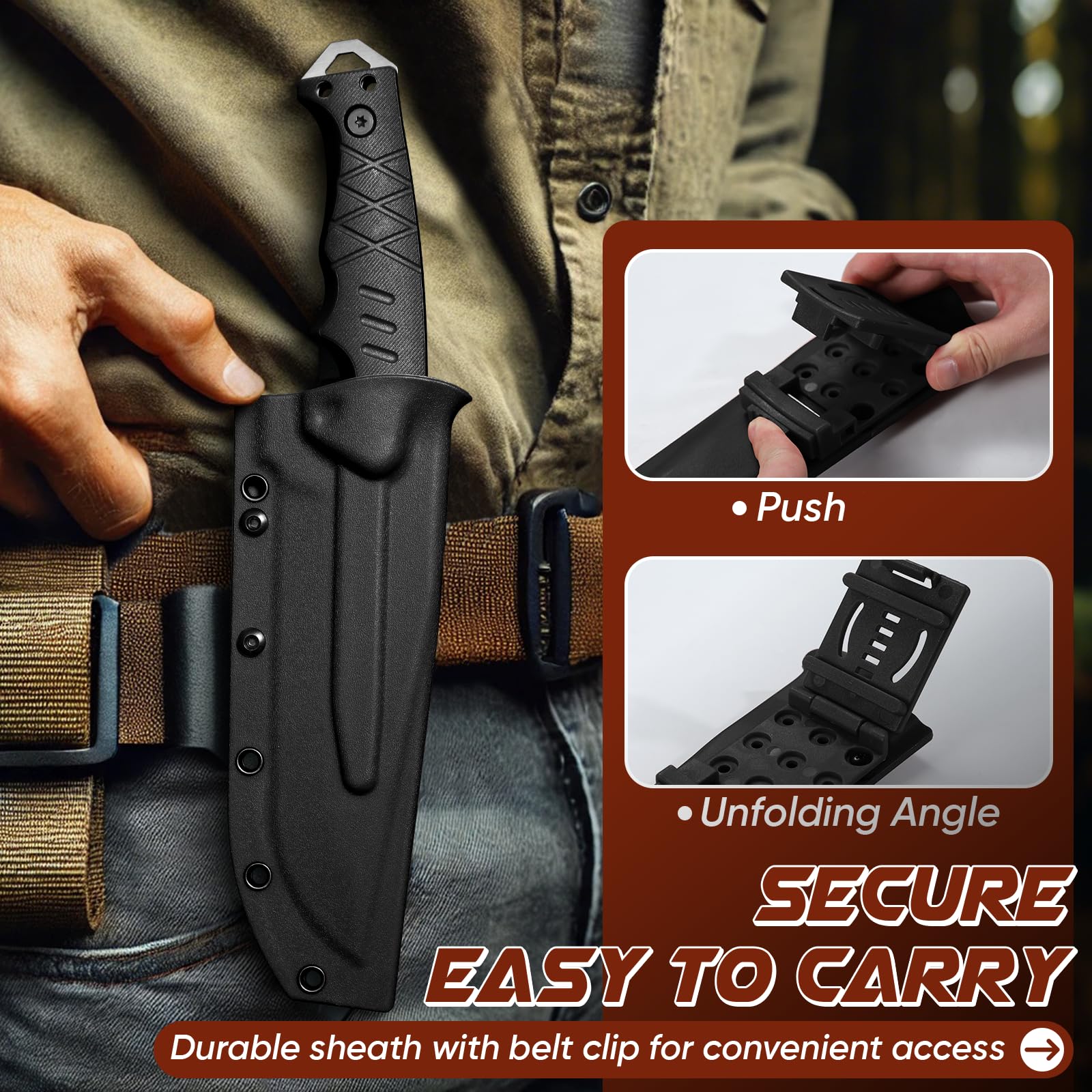 Purple Dragon Fixed Blade Knife with Kydex Sheath - Plain Blade