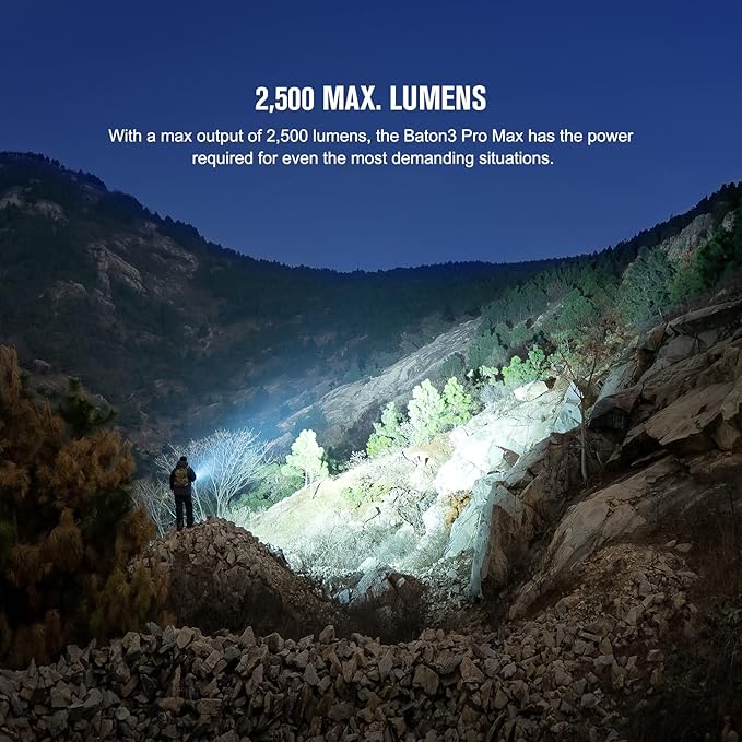 OLIGHT Baton3 Pro Max Flashlight, Rechargeable Compact EDC with Safety Proximity Sensor, 2500 LED High Lumens, Suitable for Camping, Hiking, Emergency (Orange Cool White)