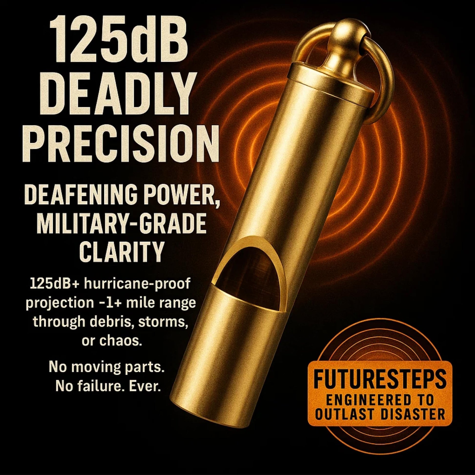 Loudest Brass Whistle — The Original 2-Inch Premium Emergency Whistle 125db+ One Piece Outdoor
