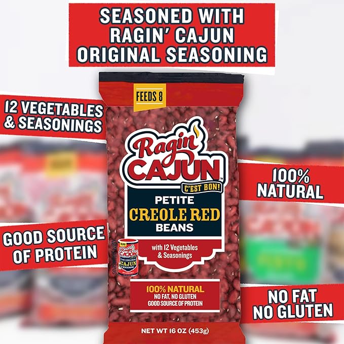 Seasoned Petite Red Beans 16 oz Ragin Cajun (Pack of 6)