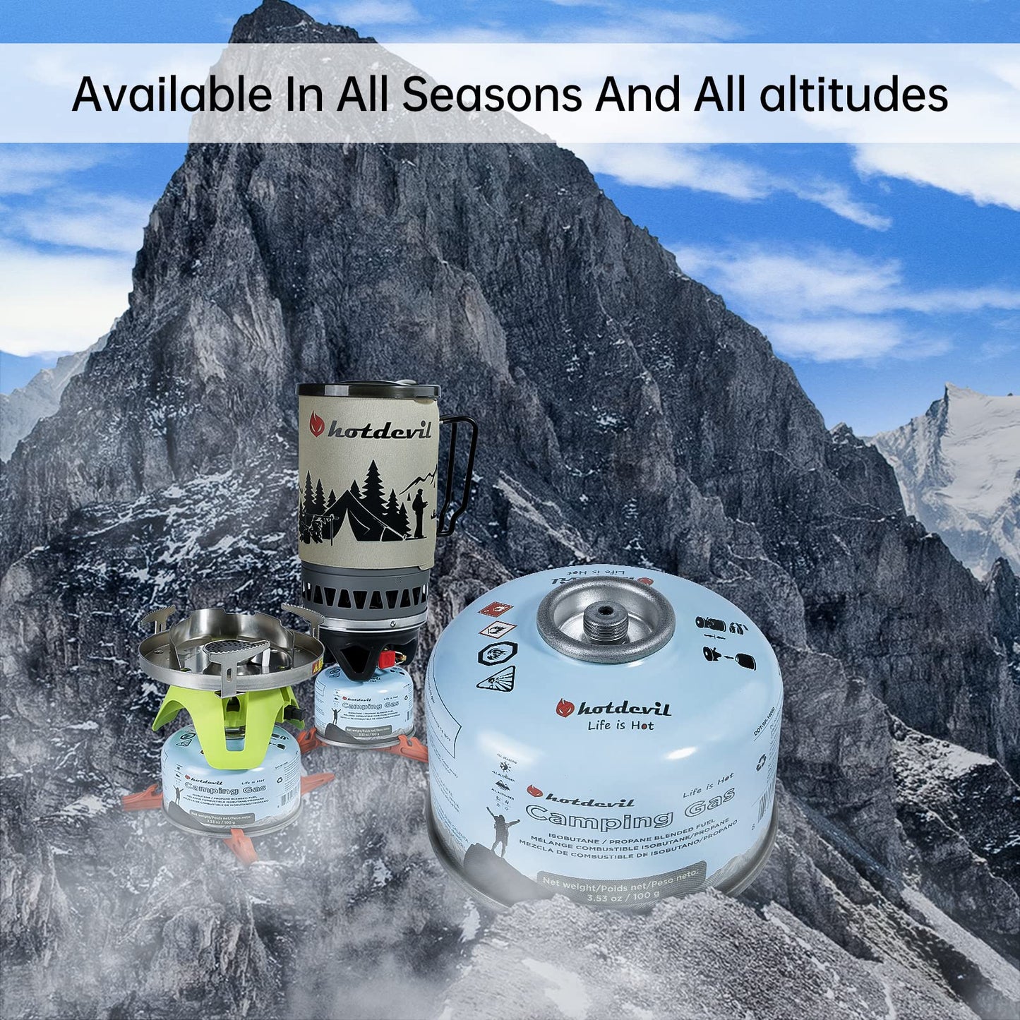 Hotdevil Camping Stove Fuel Butane Propane Blend Isobutane Fuel Canister Camping Fuel Gas Canister