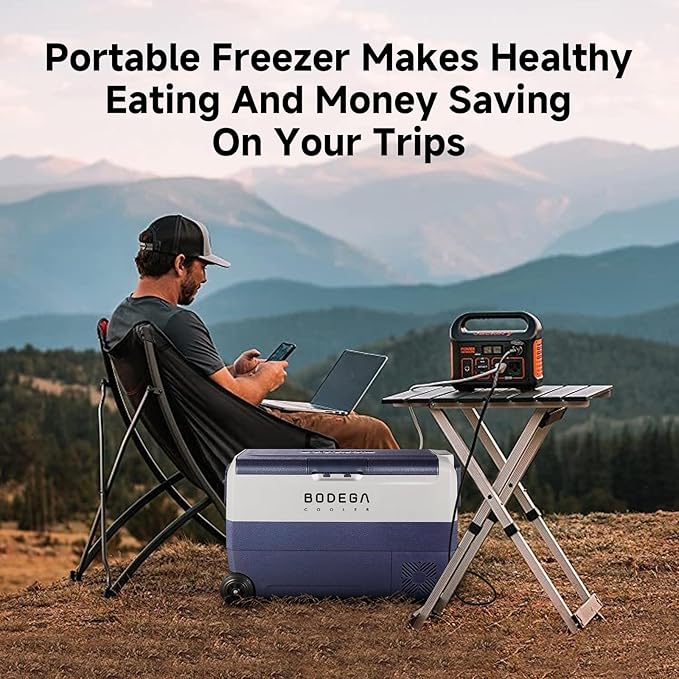 BODEGACOOLER 12 Volt Portable Refrigerator,53 Quart Car Fridge Freezer Dual Zone APP Control,（50L）-4℉-68℉ RV Car Cooler 12/24V DC and 100-240V AC for Outdoor,Vehicles,Camping,Travel