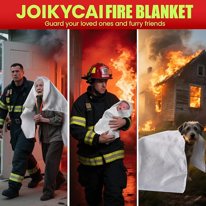 Fire Blanket For Home And Kitchen Fire Suppression Blanket Fire Blankets Emergency For Home Survival Fireproof Fiberglass Fire Safety Blanket RV Grill Fireplace Car Camping Hook Whistle 40"x40" 3 Pack