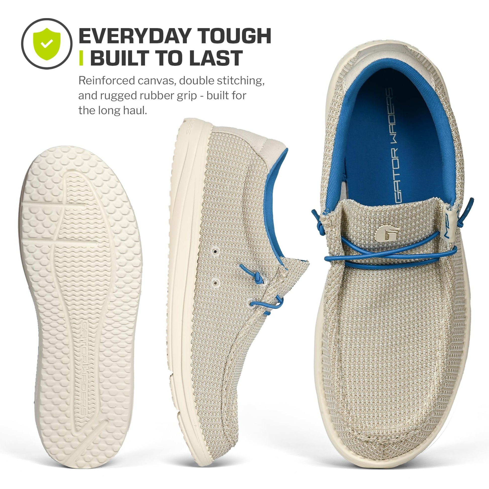 Gator Waders Mens Camp Shoes - Lightweight Slip-On Outdoor Loafers for Men with Elastic Laces