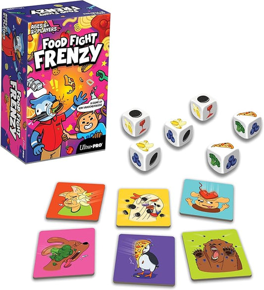 Food Fight Frenzy - Fun & Fast-Paced Family Dice Game Rolls, Pattern Matching, and Dice Game for 2-6 Players, 72 Tiles & 13 Oversized Dice, Family Party Game