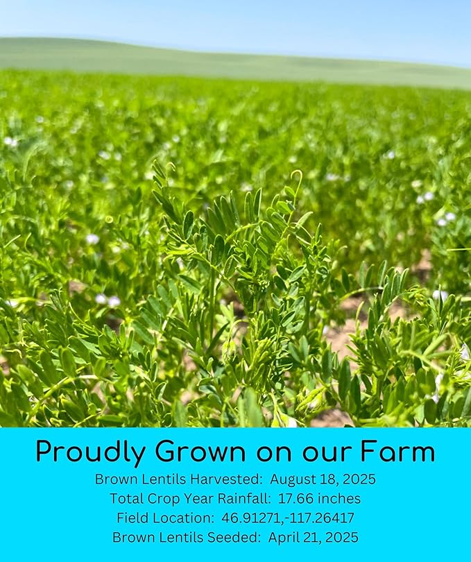Palouse Brand Certified Glyphosate Residue Free Brown Lentils | 25 LBS | Food Storage Bucket | Non-GMO | Grown on Our Family Farm | Bulk