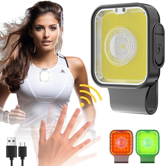 Yls Running Light, Rechargeable Clip on Running Lights, 12 Modes, Motion Sensor, Magnetic, Dog Lights for Night Walking, Camping, Outdoor Adventure