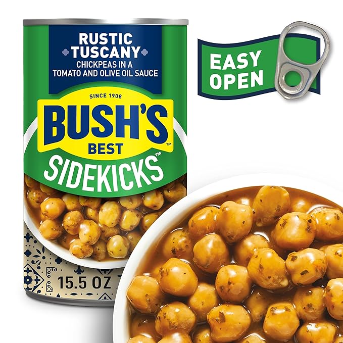 BUSH'S BEST Garbanzos Chickpeas, Rustic Tuscany Flavor, Source Of Plant Based Protein And Fiber, Low Fat, Gluten Free, 15.5 oz (Pack of 3)
