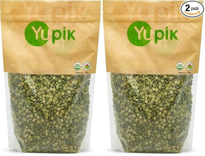 Yupik Organic Split Green Peas, 2.2 lb, Non-GMO, Vegan, Gluten-Free (Pack of 2)