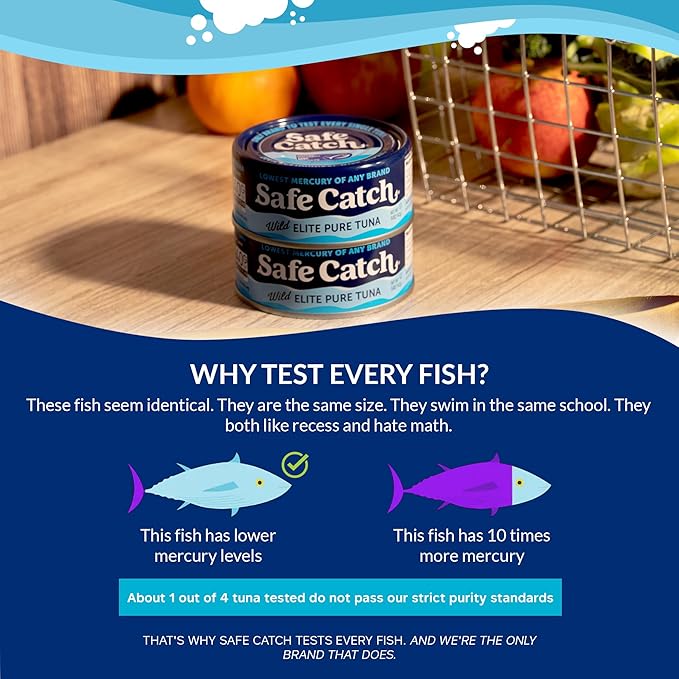 Safe Catch Wild Pink Salmon Canned Wild-Caught Skinless Boneless Salmon Fish Every Can Of Salmon Is Mercury Tested Kosher, 6-Pack Salmon Cans 5oz