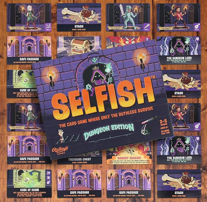 Ridley's Selfish: Dungeon Edition ??Fantasy Dungeon Crawl Card Game for Adults, Teens & Kids 10+, Survival Strategy 2-5 Players, Fast-Paced Party Activity for Fans of The Traitors
