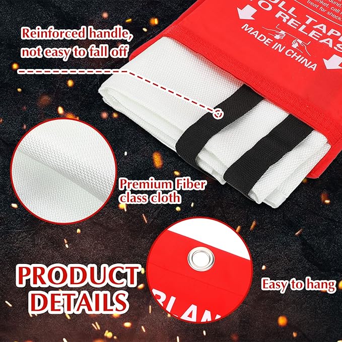 Macarrie 20 Pack 39??x 39??Fire Blanket Emergency for Home and Kitchen Safety Suppression Blanket Fiberglass Fireproof Survival for Fireplace Car Office Camping (Red)