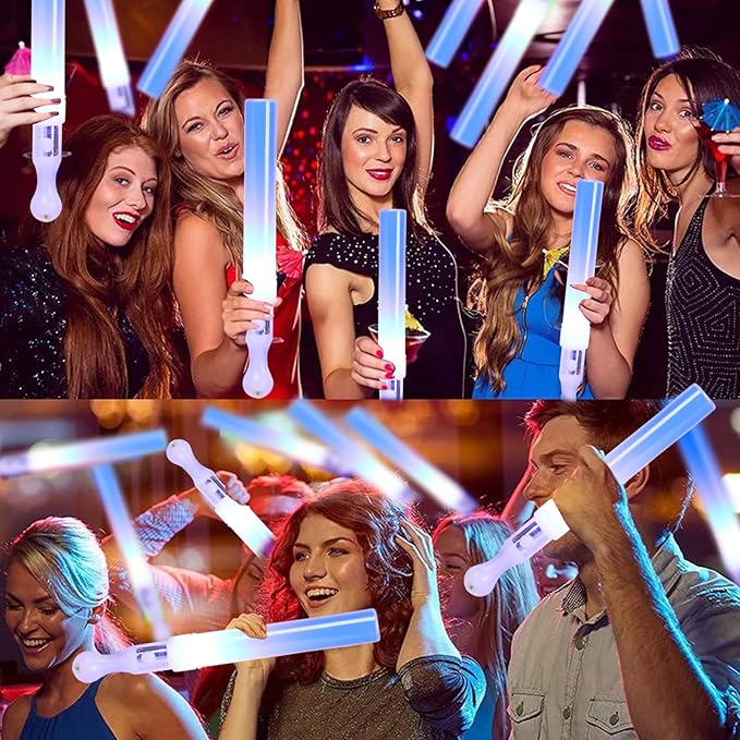 Reusable LED Glow Sticks(6 Pack), Blue Steady LED Flashing Bright Glow Light sticks, Equipped with AAA Battery Powered LED Sticks, Concert Glow in the Dark Party Favor Supplies
