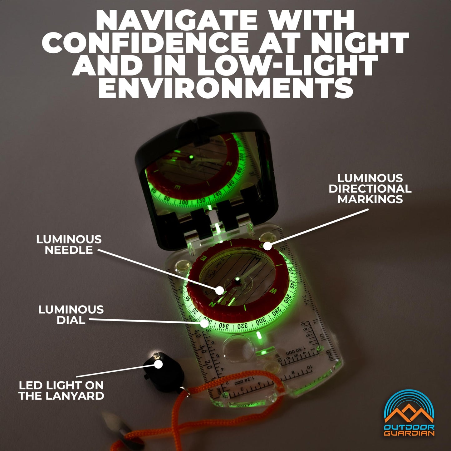 Outdoor Guardian Pathfinder Sighting Compass - Precise Navigation, Hiking and Orienteering Mirror