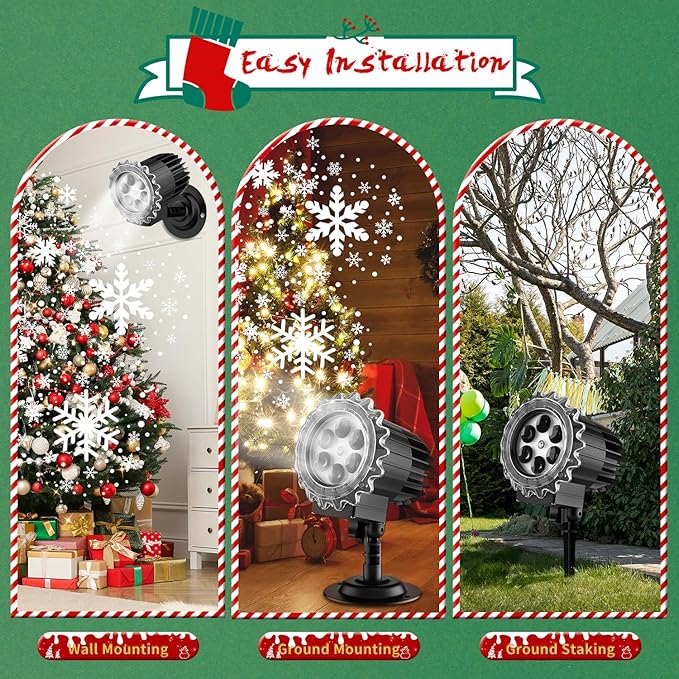 Christmas Snowfall Projector Lights, MILPROX Indoor Outdoor Holiday Snowflake Projector Lights, Clear Rotating Snow Falling Lamp for Halloween Xmas Party Garden Landscape Decoration（Snow Spots）