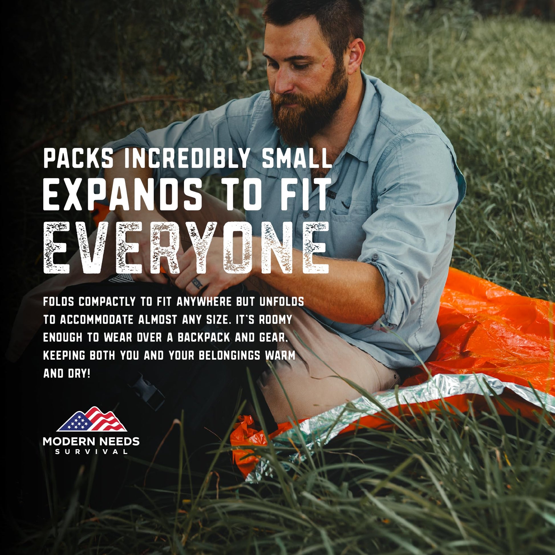 MODERN NEEDS Emergency Sleeping Bag Survival – Thermal Blanket & Bivy Sack | Emergency Bivy &