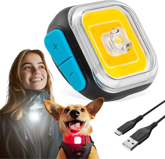 Dog Collar Light (1 Pack), Powerful 500 Lumens Dog Lights for Night Walking, New Generation Rechargeable Reflective Dog Light - Dog Hiking Gear