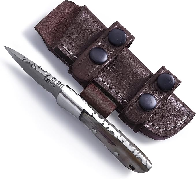 GCS Handmade D2 Tool Steel Tactical knife Hunting Knife CampKnife with leather sheath Full tang blade designed for Hunting & EDC GCS 235 (Horn Handle)