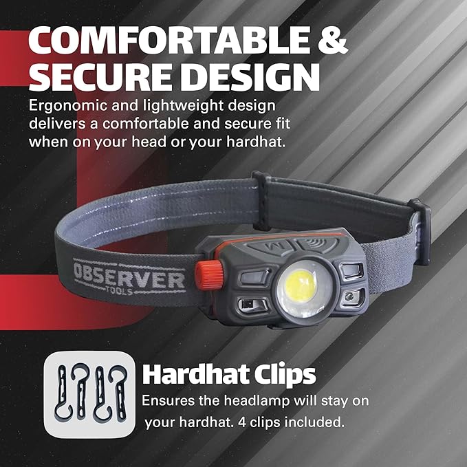 Rechargeable LED Headlamp Waterproof - Hiking Camping Outdoors Flashlight Head Lamp - Hard Hat Work Light w/Motion Sensor for Adults - Gift