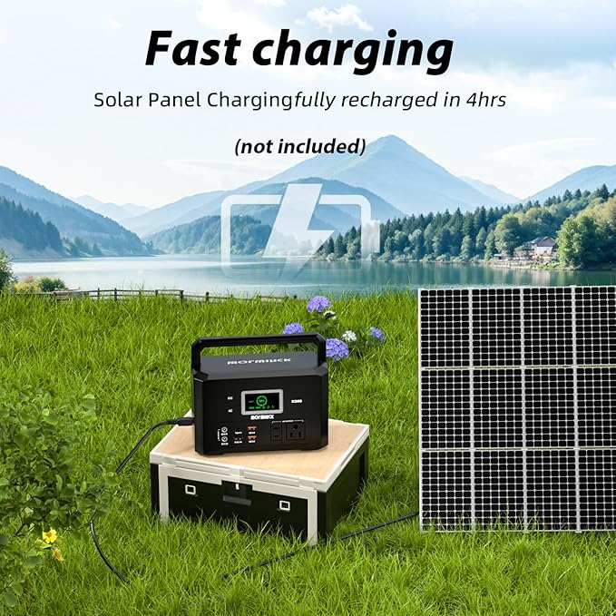 200W Portable Power Station (400W Peak), mormluck 118Wh Solar Generators with 110V/200W AC Outlet（NO SOLAR PANELï¼? 32000mAh Lithium Battery for Home Backup, Outdoor Adventures, and RV Emergencies