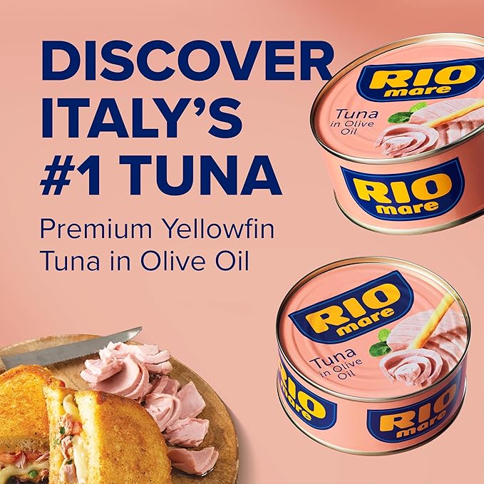 Rio Mare Premium Yellowfin Tuna in Olive Oil, 3 x 2.8 Ounce Can (Pack of 8, Total 67.2 Ounce), Italy's No.1 Tuna Brand, Wild Caught, High Protein Canned Tuna