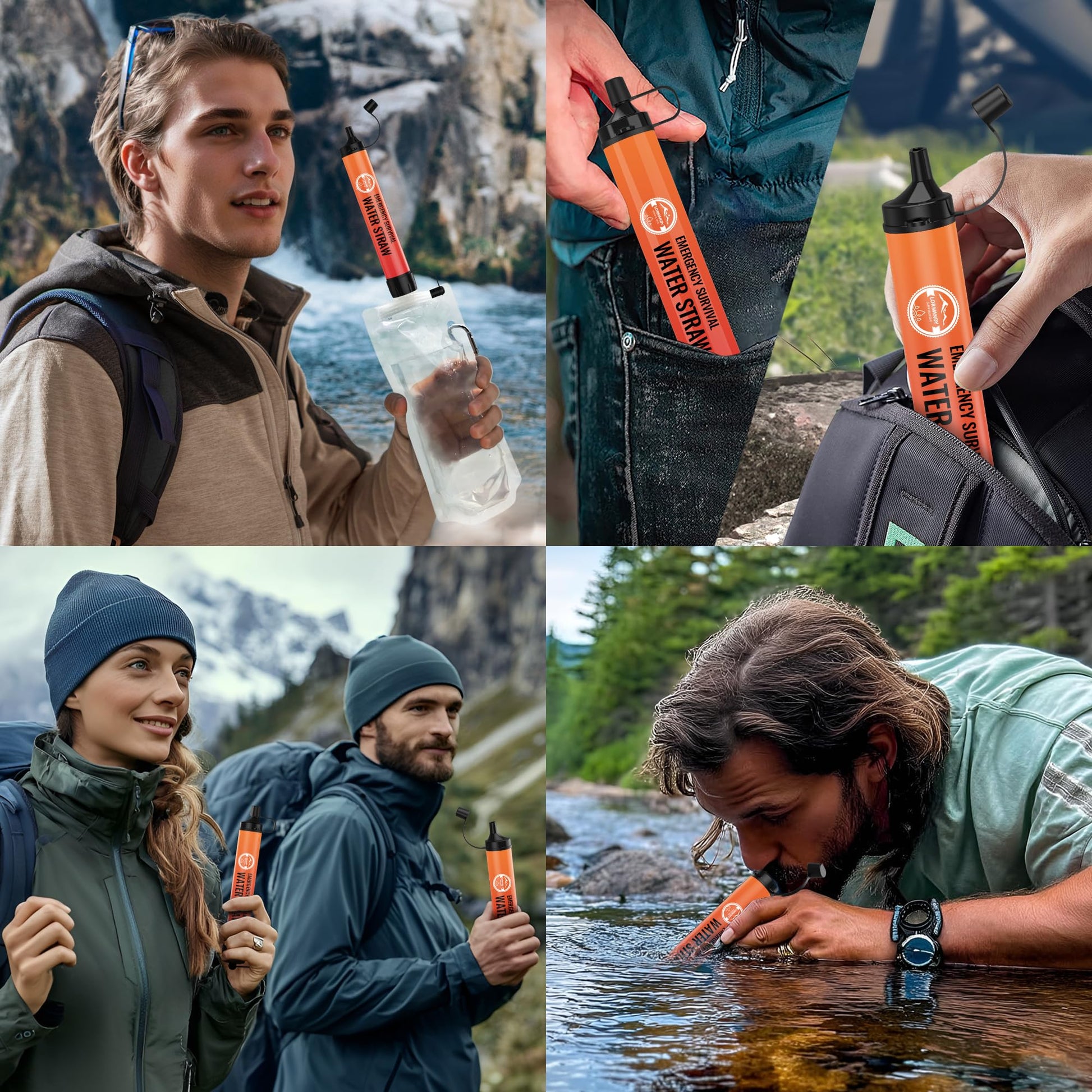 Lormandy Straw Water Filter 5 Pack - Outdoor Camping & Hiking Survival Gear