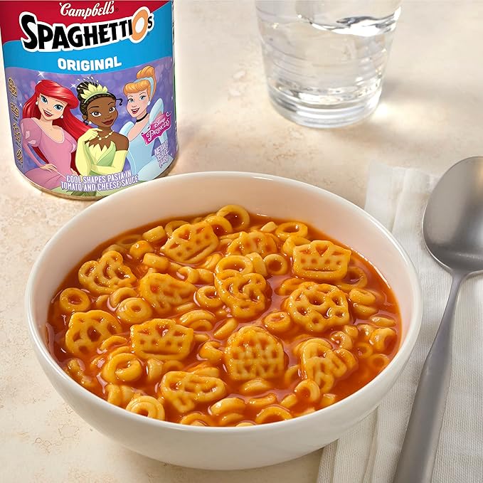 SpaghettiOs Original Disney Princess Shapes Canned Pasta, Healthy Snack for Kids and Adults, 15.8 OZ Can (Pack of 2)