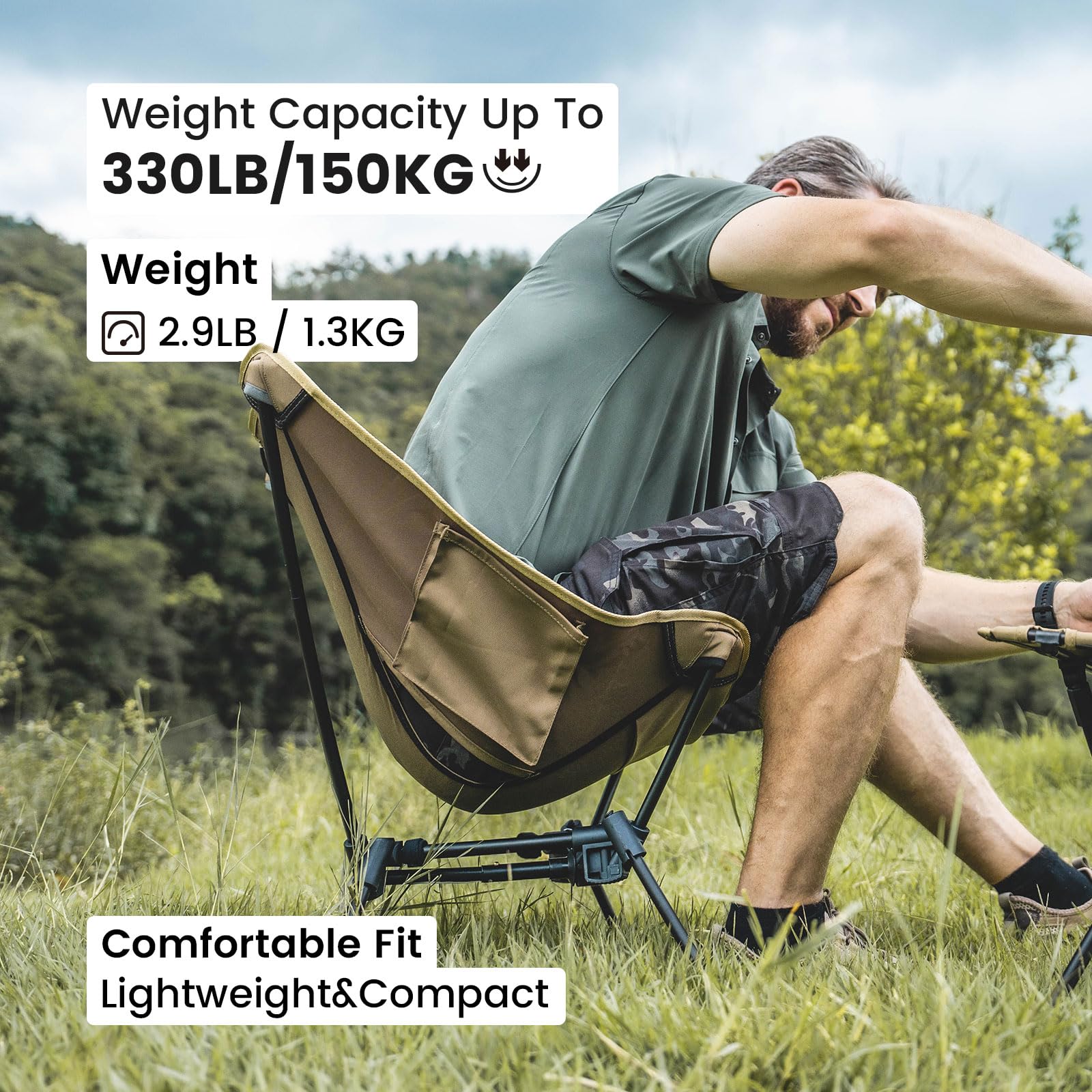 ONETIGRIS Tigerblade Camping Chair, Lightweight Folding Backpacking Hiking Chair, Compact Portable